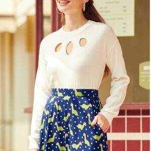 Modcloth White Keyhole Sweater